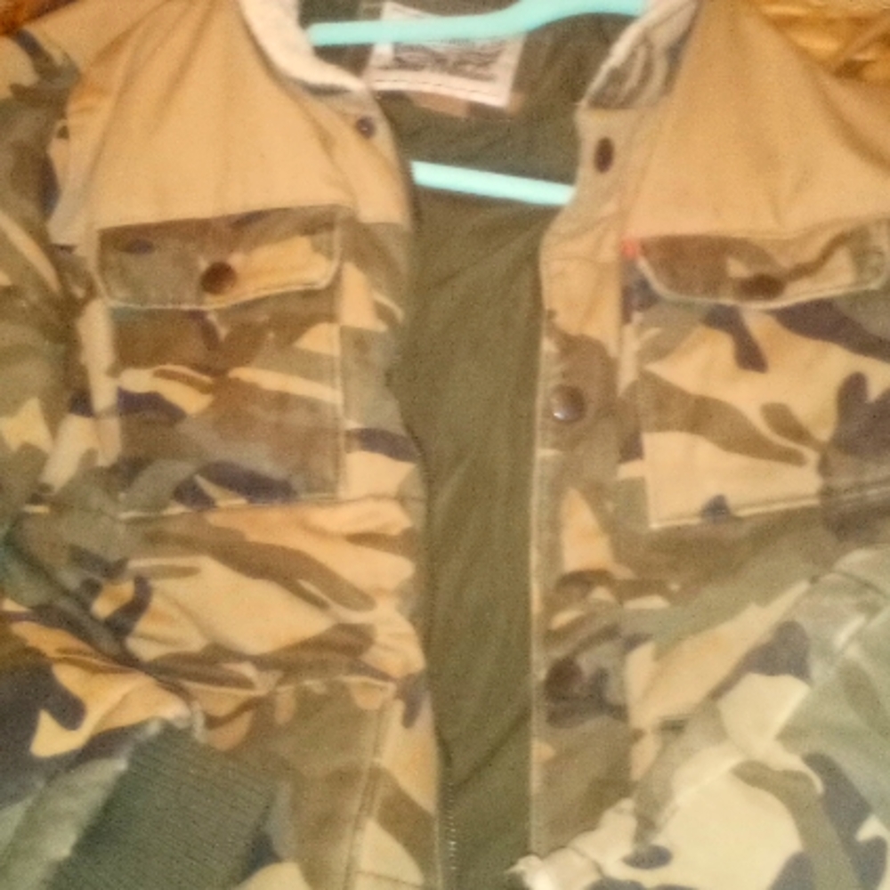 Vintage army denim puff coat size M